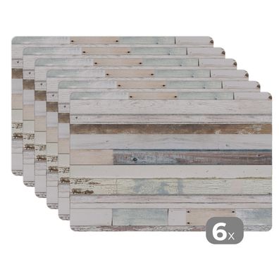Placemats Tischset 6-teilig 45x30 cm Holz - Regale - Weiß (Gr. 45x30 cm)