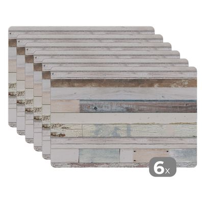 Placemats Tischset 6-teilig 45x30 cm Holz - Regale - Weiß (Gr. 45x30 cm)
