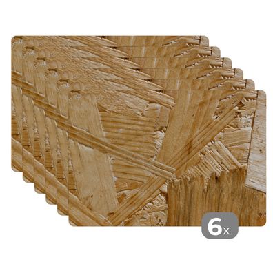 Placemats Tischset 6-teilig 45x30 cm Holz - OSB - Muster (Gr. 45x30 cm)