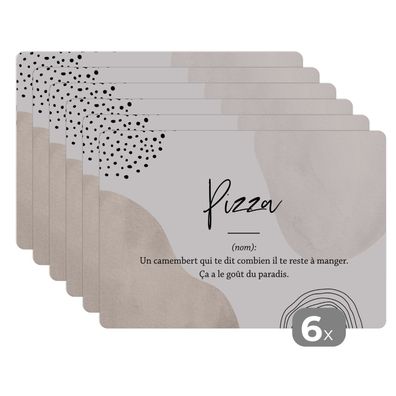 Placemats Tischset 6-teilig 45x30 cm Sprichwörter - Pizza - Zitate - Wörterbuch - P