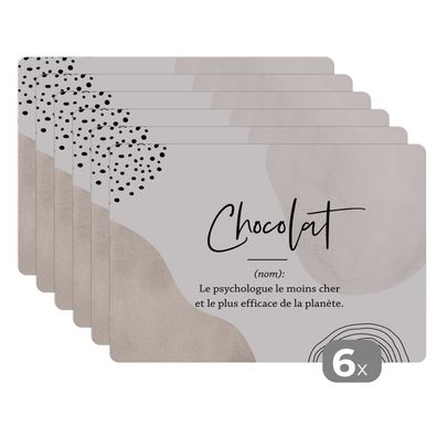 Placemats Tischset 6-teilig 45x30 cm Zitate - Chocolat - Sprichwörter - Wörterbuch