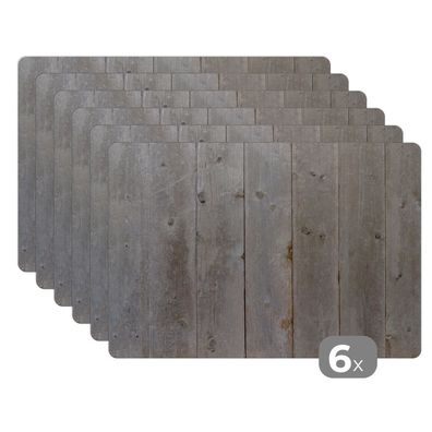 Placemats Tischset 6-teilig 45x30 cm Regale - Grau - Holz (Gr. 45x30 cm)