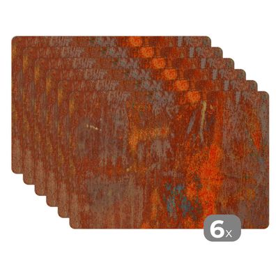 Placemats Tischset 6-teilig 45x30 cm Rost - Industriell - Stahl (Gr. 45x30 cm)