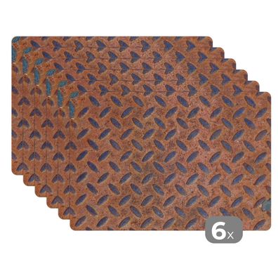 Placemats Tischset 6-teilig 45x30 cm Diamantplatte - Retro - Rost (Gr. 45x30 cm)