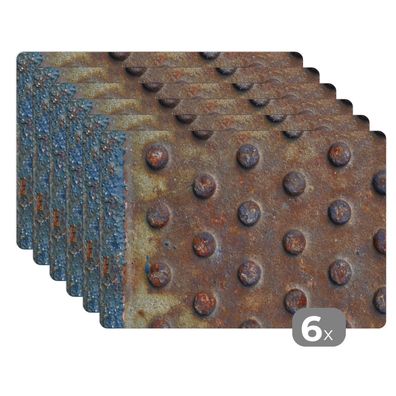 Placemats Tischset 6-teilig 45x30 cm Industriell - Diamantplatte - Rost
