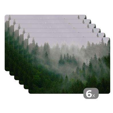 Placemats Tischset 6-teilig 45x30 cm Wald - Nebel - Bäume - Natur (Gr. 45x30 cm)