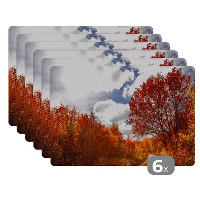 Placemats Tischset 6-teilig 45x30 cm Baum - Weg - Herbst (Gr. 45x30 cm)