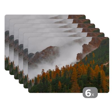 Placemats Tischset 6-teilig 45x30 cm Berg - Nebel - Wald (Gr. 45x30 cm)