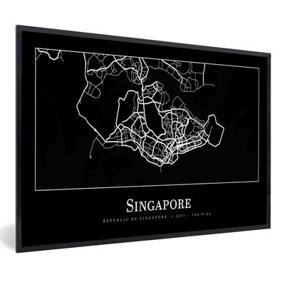 Poster Bilder - 60x40 cm Singapur - Karte - Stadtplan (Gr. 60x40 cm)