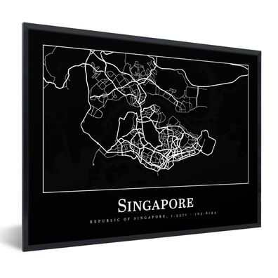 Poster Bilder - 40x30 cm Singapur - Karte - Stadtplan (Gr. 40x30 cm)
