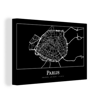 Leinwandbilder - Wanddeko 30x20 cm Paris - Karte - Stadtplan (Gr. 30x20 cm)