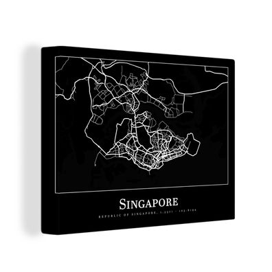 Leinwandbilder - Wanddeko 80x60 cm Singapur - Karte - Stadtplan (Gr. 80x60 cm)