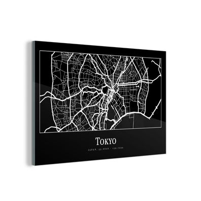 Glasbild Glasfoto Wandbild 90x60 cm Karte - Tokio - Stadtplan - Karte (Gr. 90x60 cm)