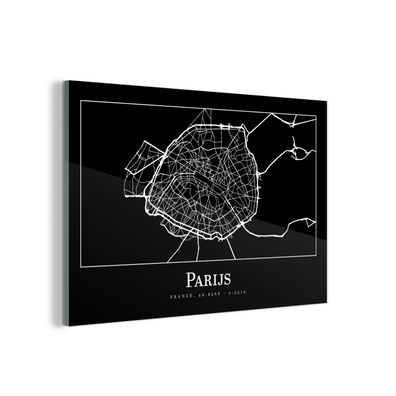 Glasbild Glasfoto Wandbild 90x60 cm Paris - Karte - Stadtplan (Gr. 90x60 cm)
