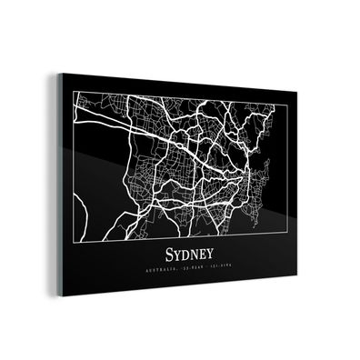 Glasbild Glasfoto Wandbild 30x20 cm Karte - Sydney - Stadtplan (Gr. 30x20 cm)