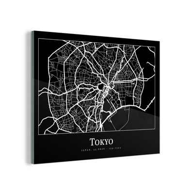 Glasbild Glasfoto Wandbild 80x60 cm Karte - Tokio - Stadtplan - Karte (Gr. 80x60 cm)