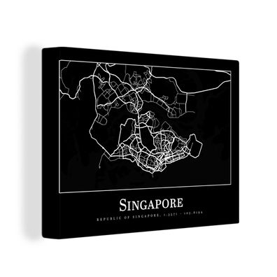 Leinwandbilder - Wanddeko 40x30 cm Singapur - Karte - Stadtplan (Gr. 40x30 cm)