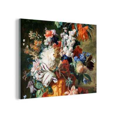 Glasbild Glasfoto Wandbild 40x30 cm Kunst - Alte Meister - Blumenstrauß in einer Urn
