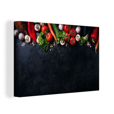 Leinwandbilder - Wanddeko 140x90 cm Gemüse - Kräuter - Gewürze (Gr. 140x90 cm)