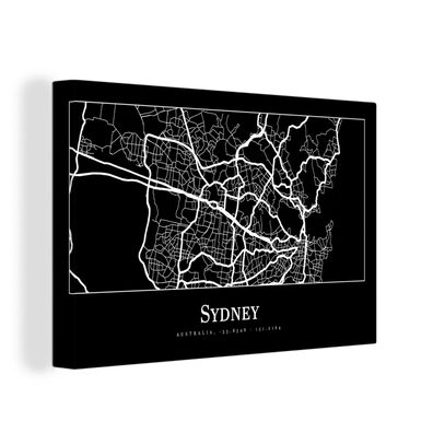 Leinwandbilder - Wanddeko 90x60 cm Karte - Sydney - Stadtplan (Gr. 90x60 cm)