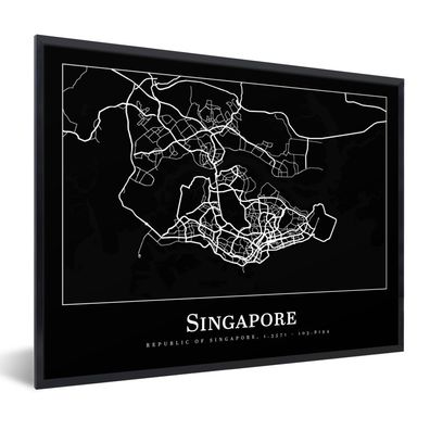 Poster Bilder - 80x60 cm Singapur - Karte - Stadtplan (Gr. 80x60 cm)