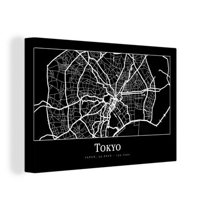 Leinwandbilder - Wanddeko 60x40 cm Karte - Tokio - Stadtplan - Karte (Gr. 60x40 cm)
