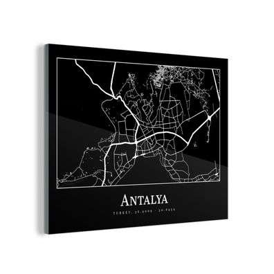 Glasbild Glasfoto Wandbild 80x60 cm Karte - Antalya - Stadtplan (Gr. 80x60 cm)