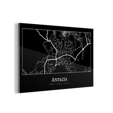 Glasbild Glasfoto Wandbild 120x80 cm Karte - Antalya - Stadtplan (Gr. 120x80 cm)
