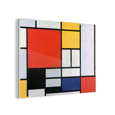 Glasbild Glasfoto Wandbild 80x60 cm Kunst - Mondrian - Alte Meister (Gr. 80x60 cm)