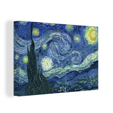 Leinwandbilder - Wanddeko 90x60 cm Sternennacht - Gemälde - Alte Meister - Vincent va