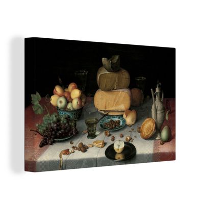 Leinwandbilder - Wanddeko 90x60 cm Stilleben mit Käse - Kunstwerk - Alte Meister