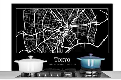 Spritzschutz Küchenrückwand - 120x80 cm Karte - Tokio - Stadtplan - Karte