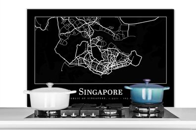 Spritzschutz Küchenrückwand - 100x65 cm Singapur - Karte - Stadtplan (Gr. 100x65 cm)