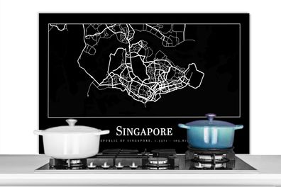 Spritzschutz Küchenrückwand - 100x65 cm Singapur - Karte - Stadtplan (Gr. 100x65 cm)