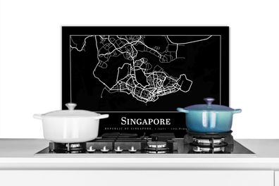 Spritzschutz Küchenrückwand - 60x40 cm Singapur - Karte - Stadtplan (Gr. 60x40 cm)