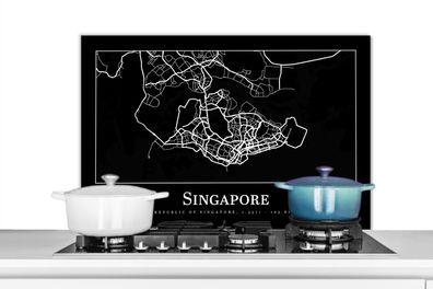 Spritzschutz Küchenrückwand - 90x60 cm Singapur - Karte - Stadtplan (Gr. 90x60 cm)