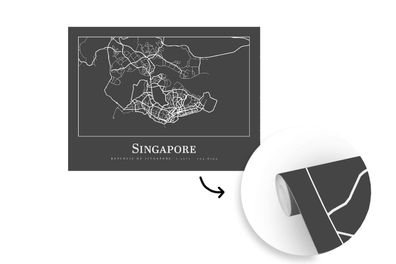 Tapete Fototapete - 375x280 cm Singapur - Karte - Stadtplan (Gr. 375x280 cm)