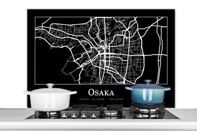 Spritzschutz Küchenrückwand - 100x65 cm Karte - Osaka - Stadtplan (Gr. 100x65 cm)
