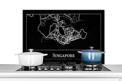 Spritzschutz Küchenrückwand - 80x55 cm Singapur - Karte - Stadtplan (Gr. 80x55 cm)