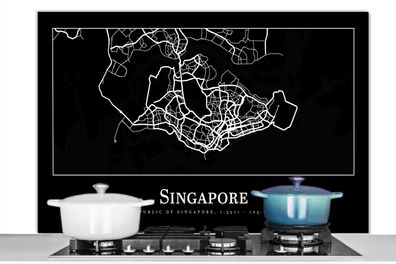 Spritzschutz Küchenrückwand - 120x80 cm Singapur - Karte - Stadtplan (Gr. 120x80 cm)