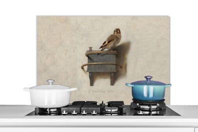 Spritzschutz Küchenrückwand - 80x55 cm Kochgeschirr - Der Stieglitz - Gemälde - Fabri