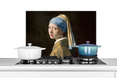 Spritzschutz Küchenrückwand - 60x40 cm Mädchen mit Perlenohrring - Gemälde - Alte Mei