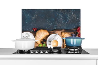 Spritzschutz Küchenrückwand - 60x40 cm Croissant - Obst - Kaffee - Küche