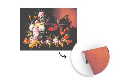 Tapete Fototapete - 400x300 cm Stilleben mit Blumen und Früchten - Kunstwerk - Alte M