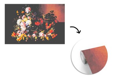 Tapete Fototapete - 600x400 cm Stilleben mit Blumen und Früchten - Kunstwerk - Alte M