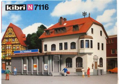 Kibri N 7116 Bausatz Stadthaus mit Volksbank - OVP (1763f)