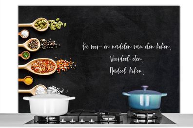 Spritzschutz Küchenrückwand - 120x80 cm Das Für und Wider des Kochens - Kochen - Zita