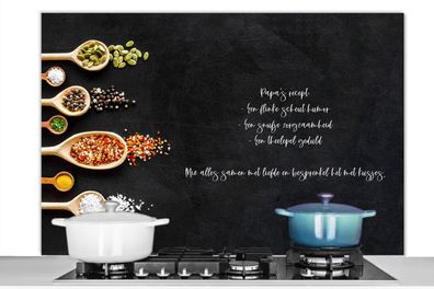 Spritzschutz Küchenrückwand - 120x80 cm Sprichwörter - Papa-Rezept - Zitate - Kochen