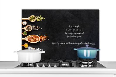 Spritzschutz Küchenrückwand - 90x60 cm Sprichwörter - Papa-Rezept - Zitate - Kochen