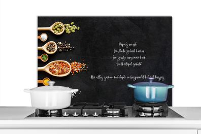 Spritzschutz Küchenrückwand - 90x60 cm Sprichwörter - Papa-Rezept - Zitate - Kochen